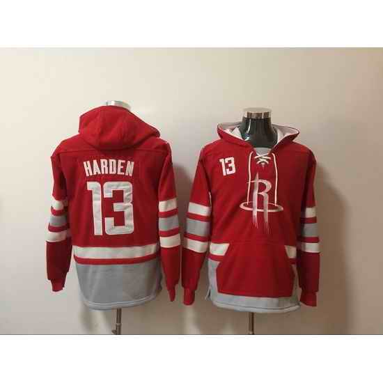 Men Houston Rockets 13 James Harden Red All Stitched Hoody
